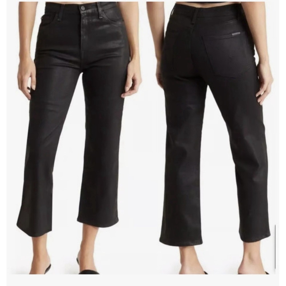 Hudson Women's Jeans Black Stellar Cotton NOA High Rise Straight Crop Size 29